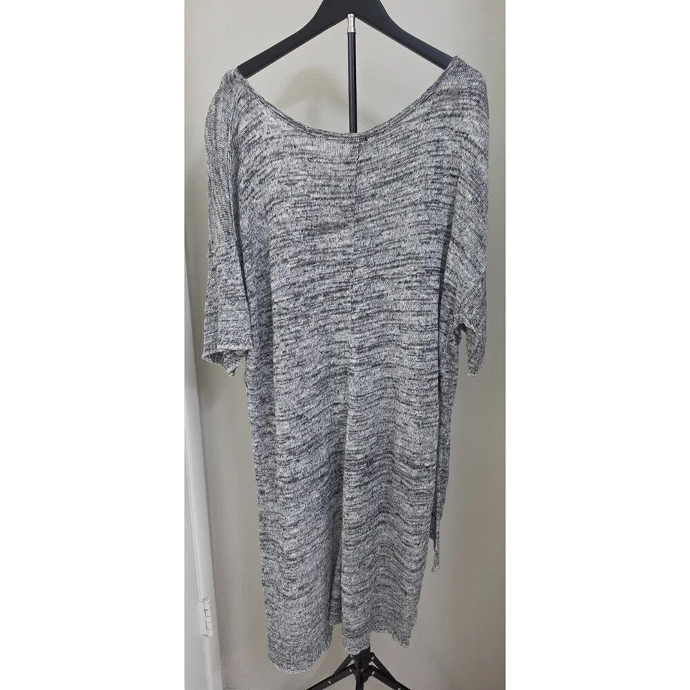Women’s L Gray Boho Hi Low Tunic Dress Oversized Beach Cover Up Linen Resort
